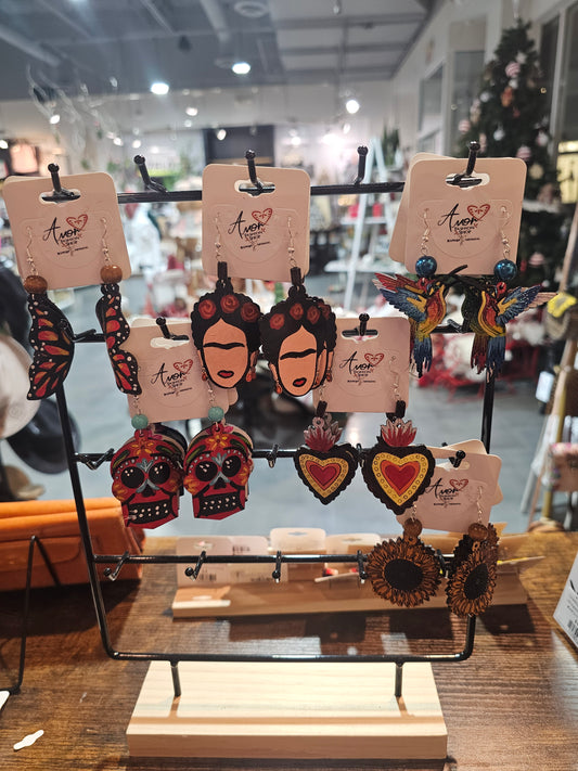 Earrings Leather Hand Painted @amorfashionshop