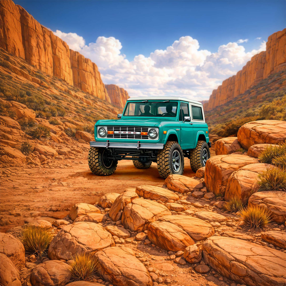 Classic Ford Bronco Inspired Wall Art - Arid Desert Design