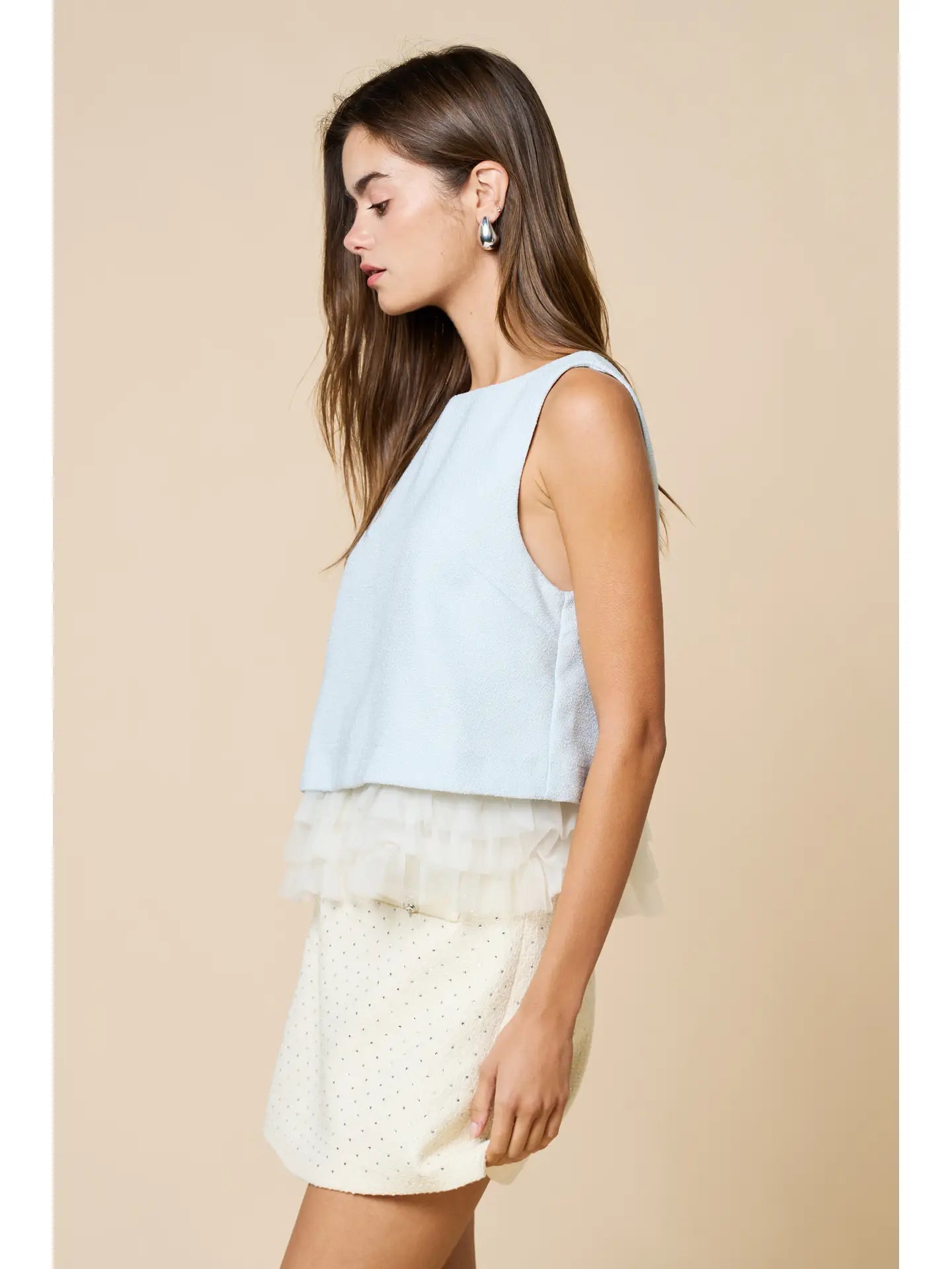 blue top w/ ruffle hem - blingy blonde