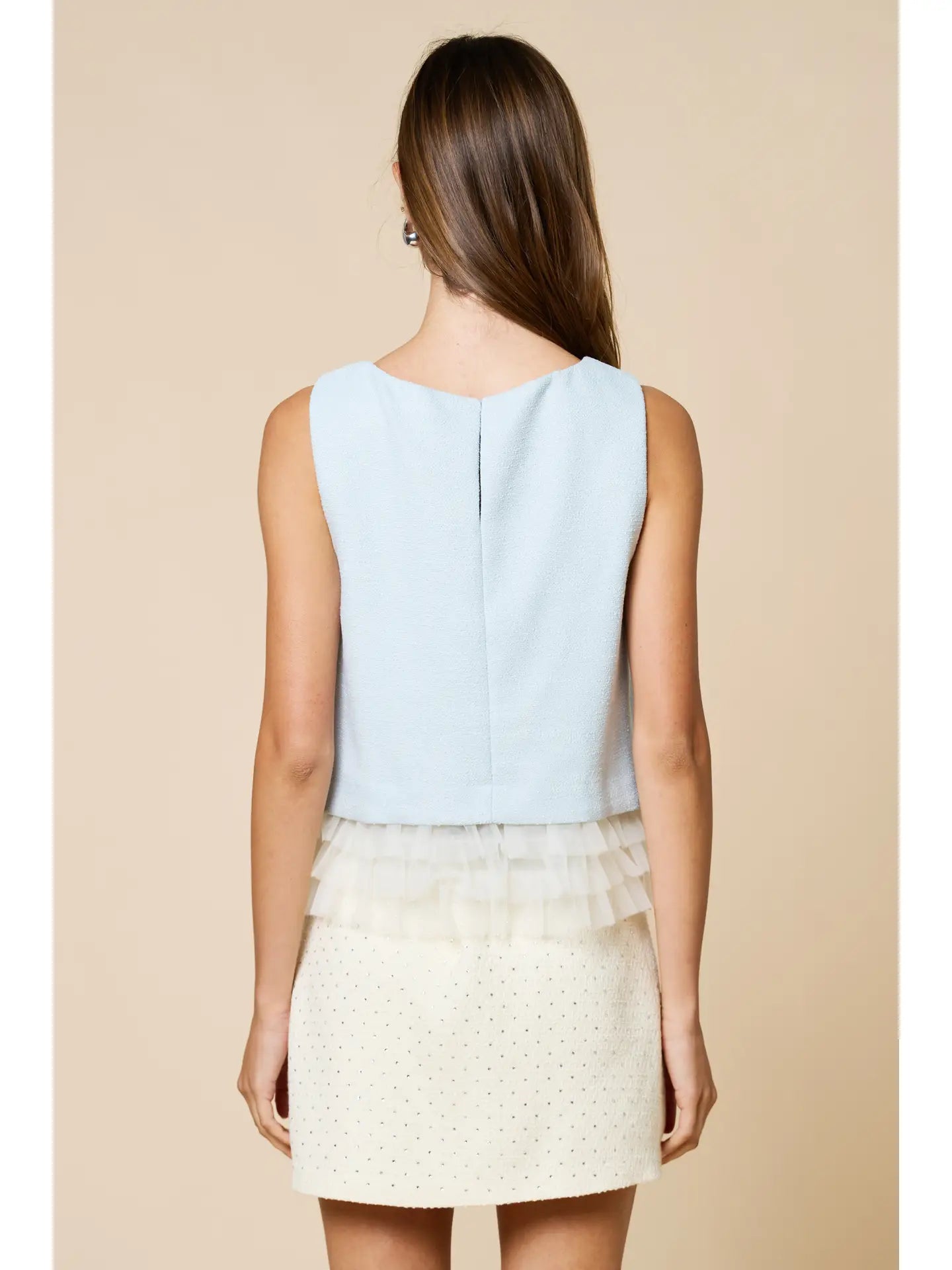 blue top w/ ruffle hem - blingy blonde