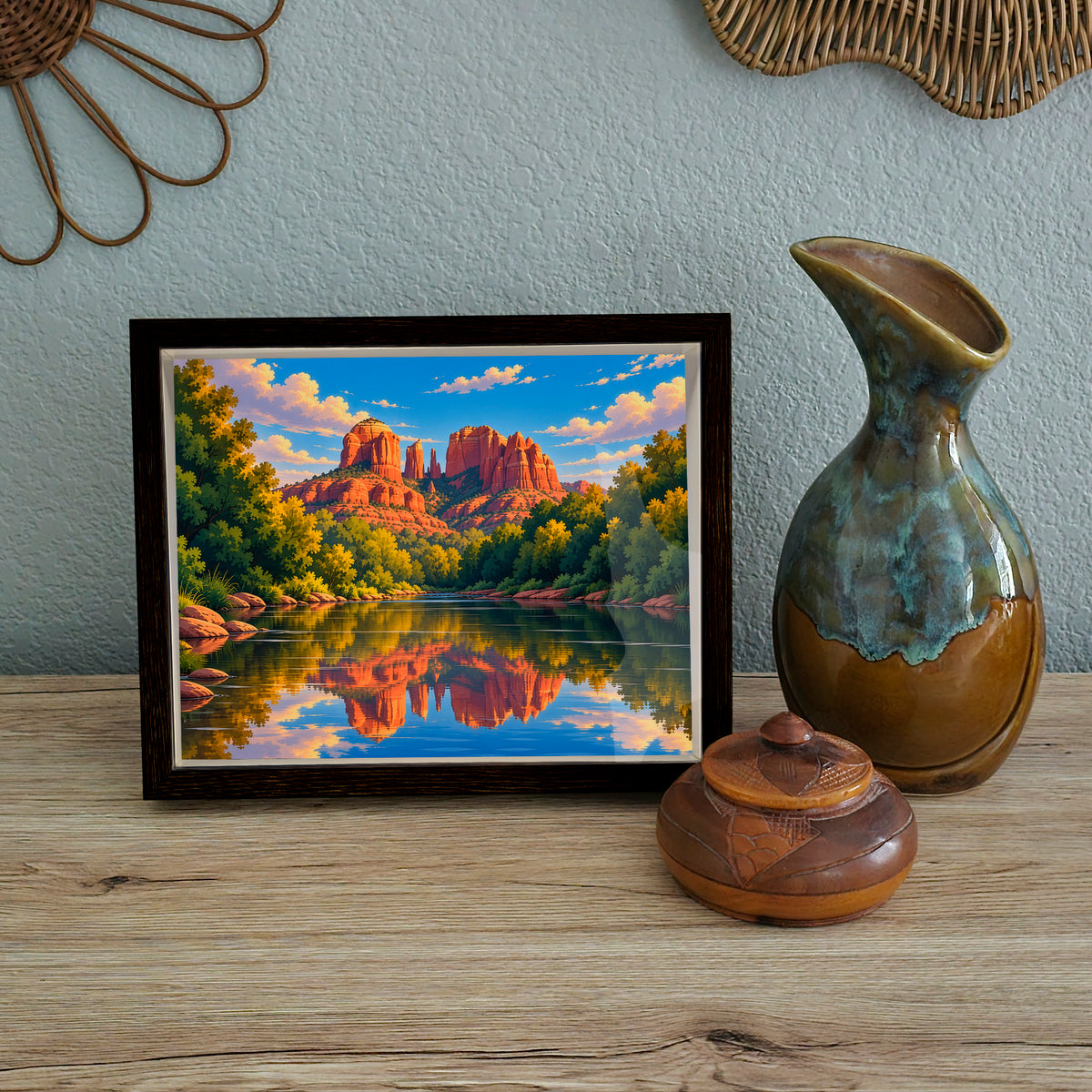 3D Sedona Cathedral Rock Wall Art - Arid Desert Design
