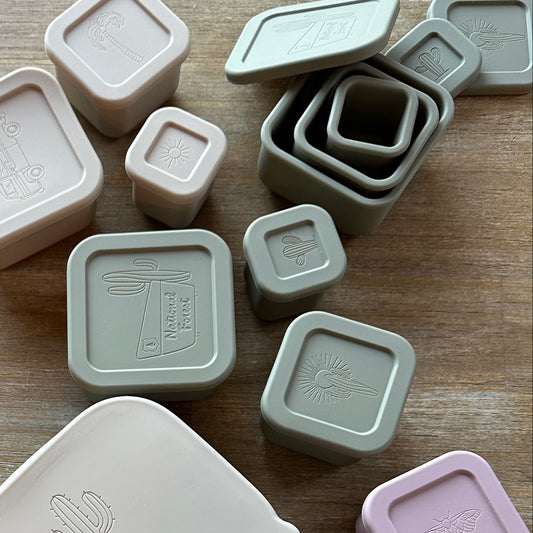 silicone container boxes set of 3 mks miminoo customized laser engraved