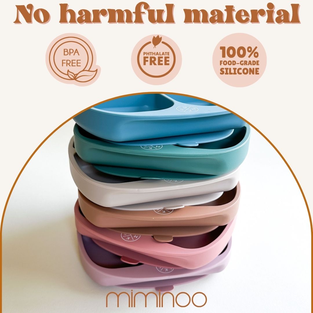 New Silicone suction kids plate w/ dividing sections Fern