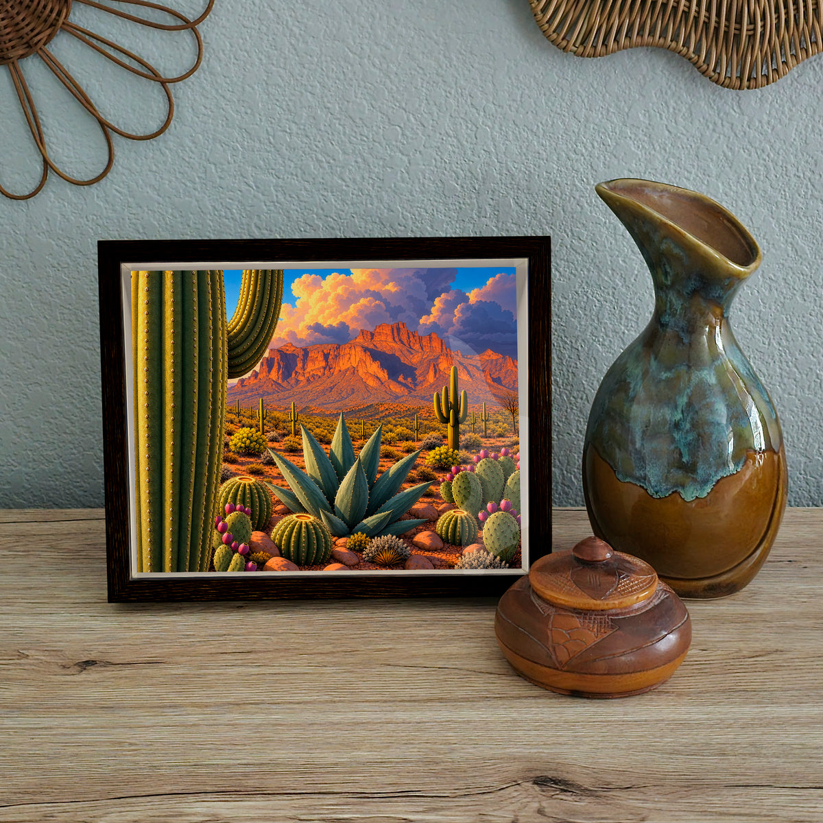 3D Superstition Mountains Wall Art - Arid Desert Design