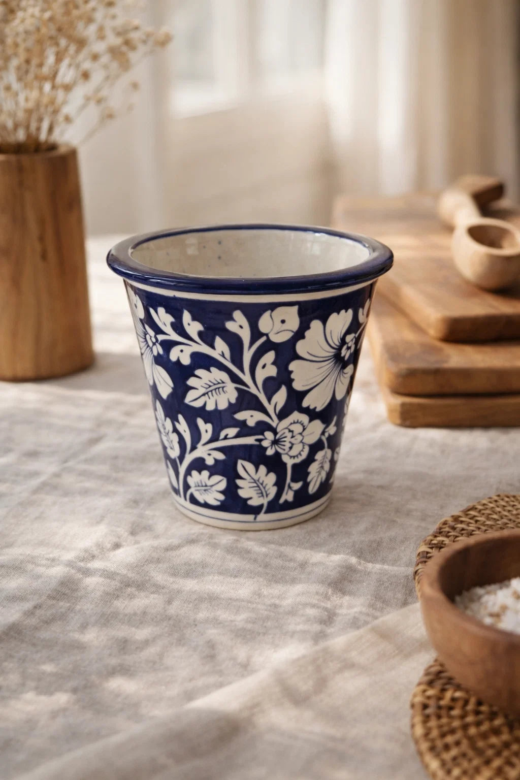 Timeless Ceramic Planter | Handmade Blue Pottery | Perfect Gift for Plant Lovers by EarthenbyMalvika