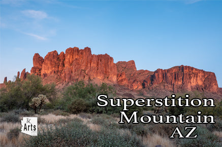 Superstition Mountain Sunset Photograph in a Viewfinder