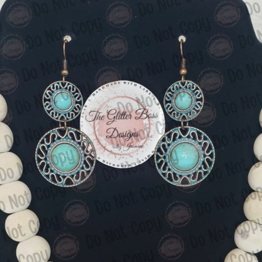 Bronze and Blue Brushed Earrings - GBD