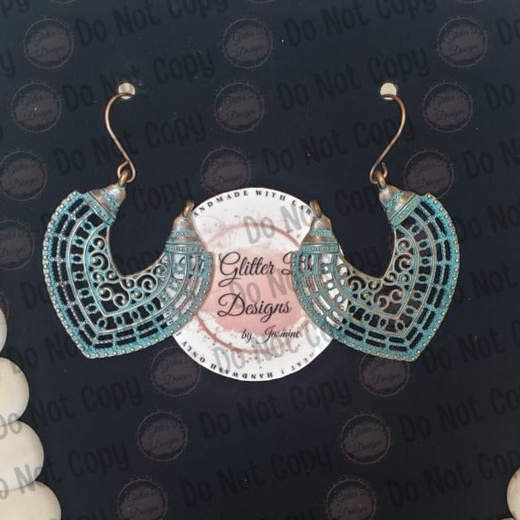 Bronze and Blue Brushed Earrings - GBD