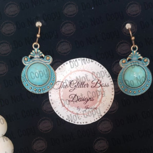 Bronze and Blue Brushed Earrings - GBD