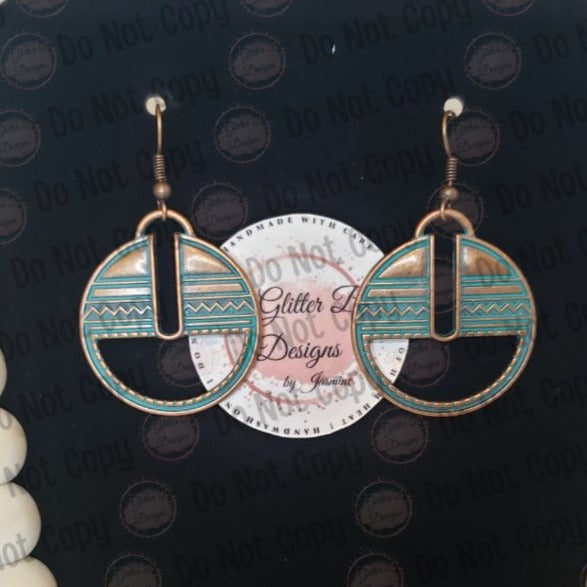 Bronze and Blue Brushed Earrings - GBD