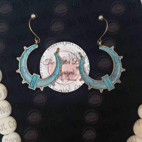 Bronze and Blue Brushed Earrings - GBD