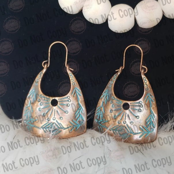 Bronze and Blue Brushed Earrings - GBD