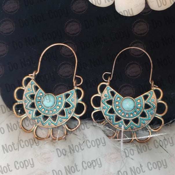 Bronze and Blue Brushed Earrings - GBD