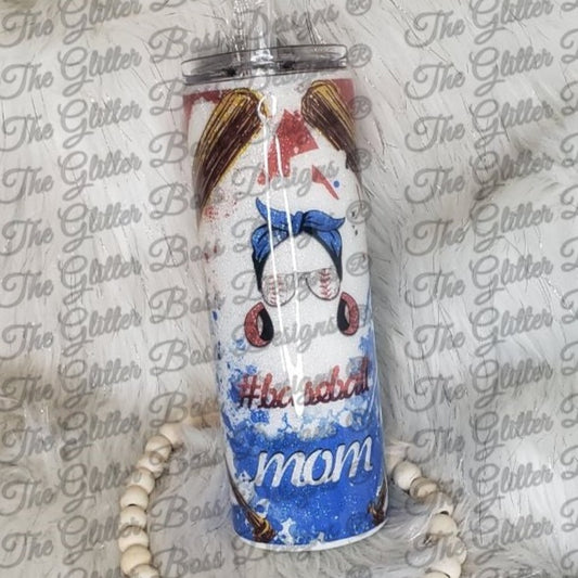 #baseball Mom  - 20 oz Skinny - Glitter Boss