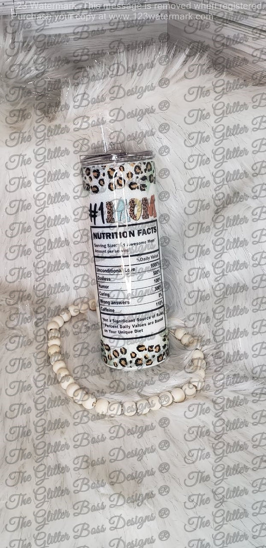 Leopard Print Best Mom Ever  - 20 oz Skinny - Glitter Boss