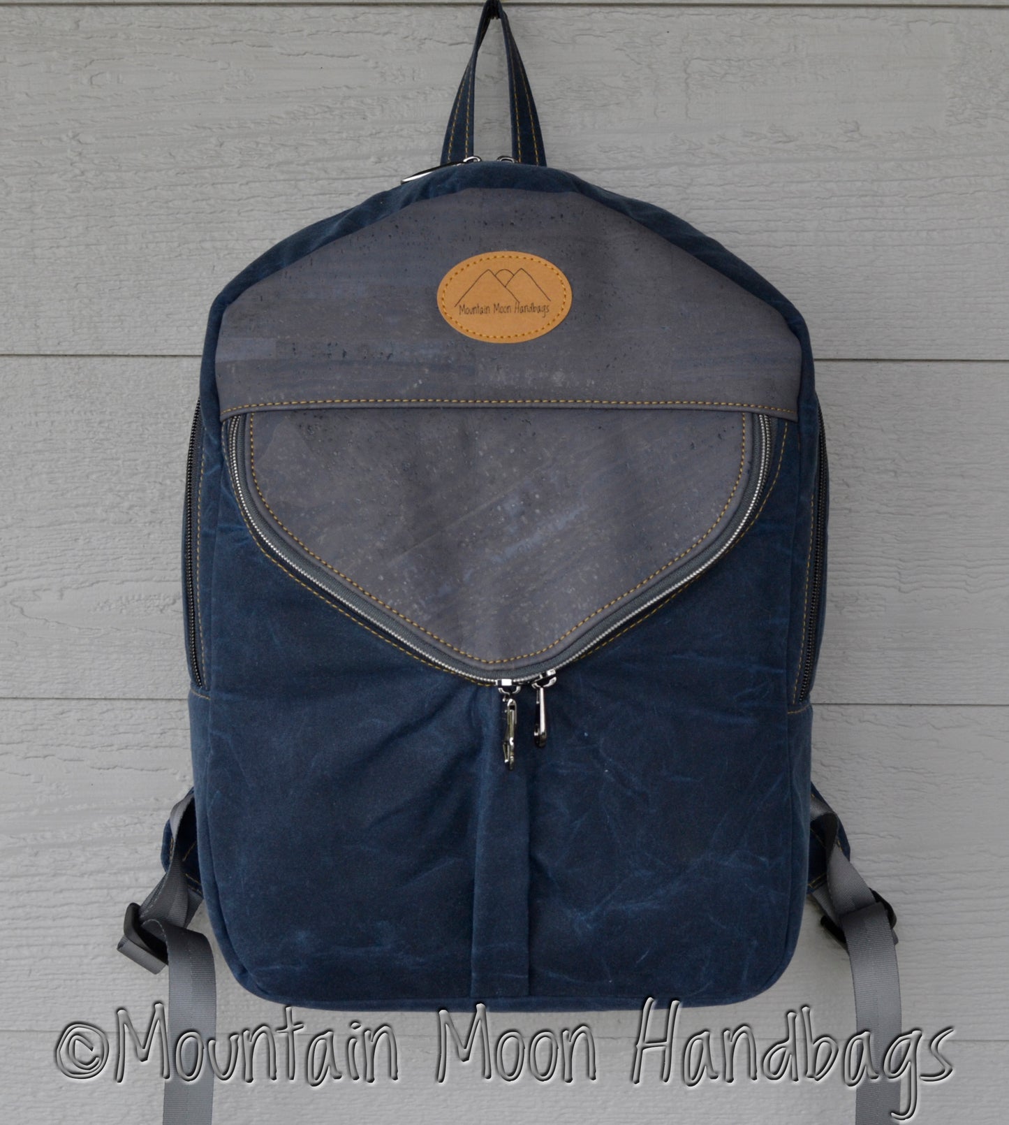 Navy Waxed Canvas Grey Cork Keanu Backpack