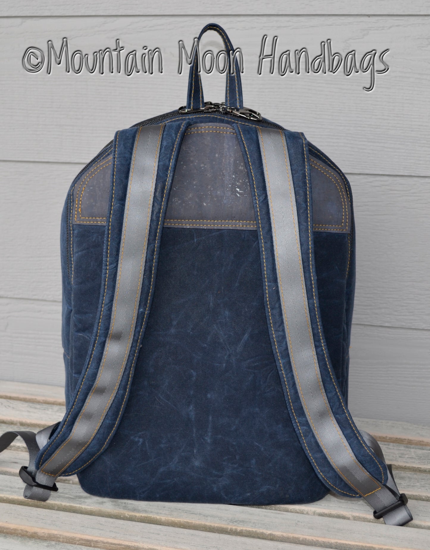 Navy Waxed Canvas Grey Cork Keanu Backpack