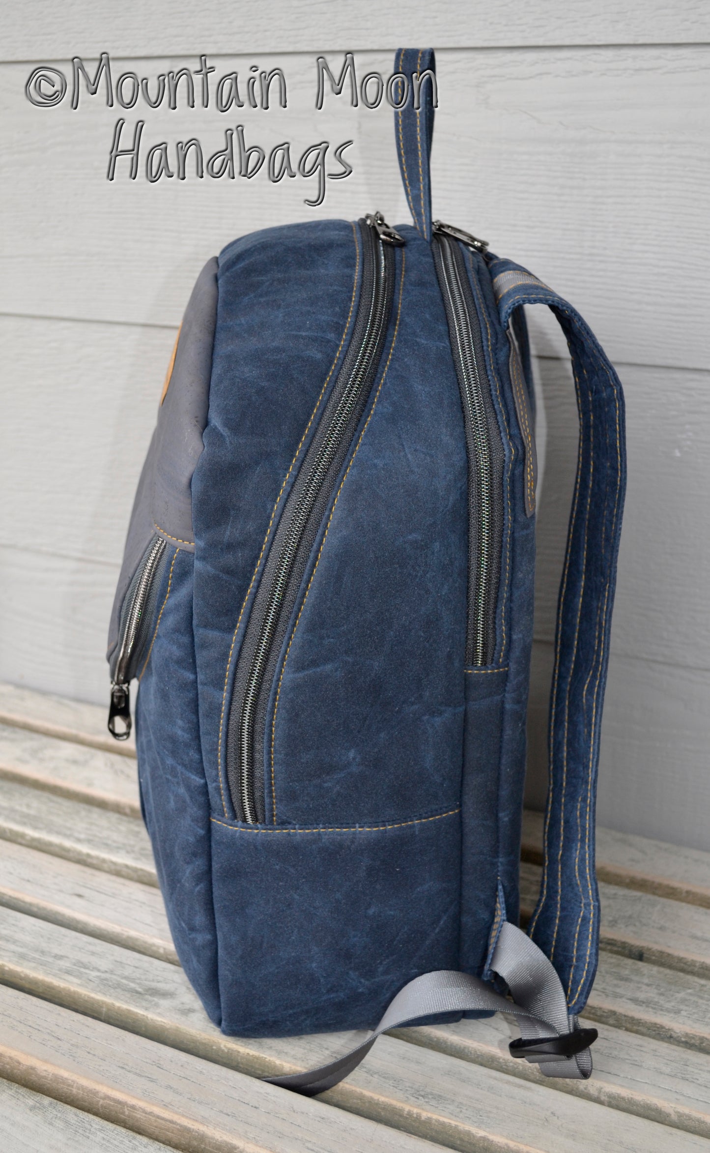 Navy Waxed Canvas Grey Cork Keanu Backpack