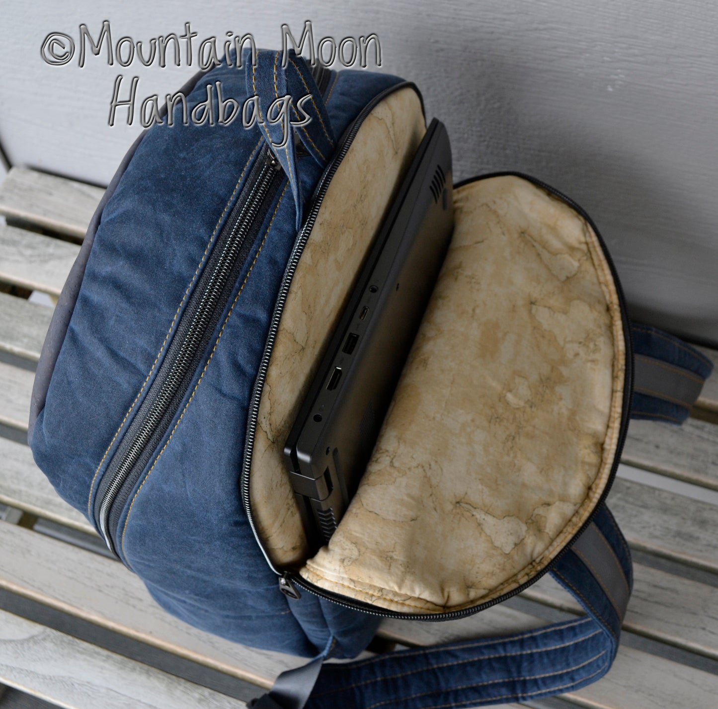 Navy Waxed Canvas Grey Cork Keanu Backpack