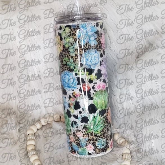 Succulents - 20 oz Skinny - Glitter Boss