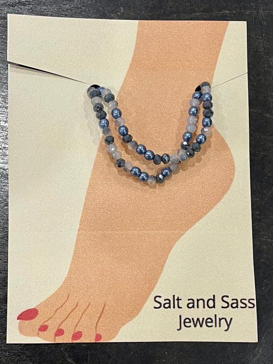 Stretch Ankle Bracelet- Salt and Sass- Blue Ocean