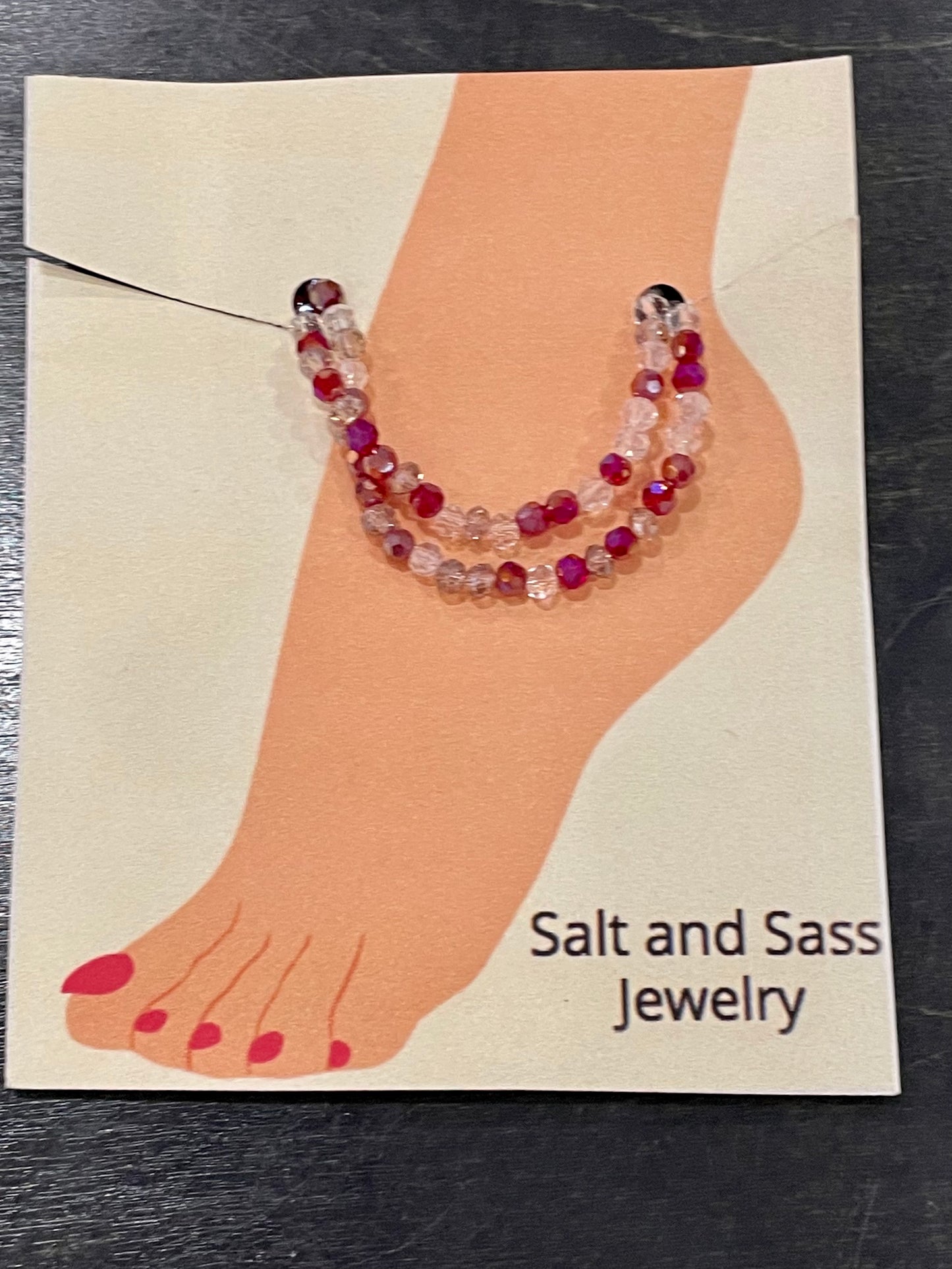 Stretch Ankle Bracelet- Salt and Sass- Strawberry