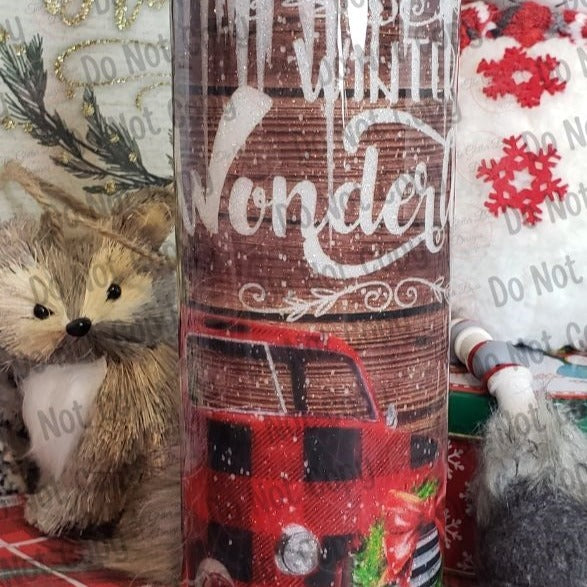 Shiplap Winter Wonderland with Vintage Truck - 20 oz Skinny  - GB Designs