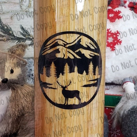 Adventure Deer Woodgrain - 20 oz Skinny  - GB Designs